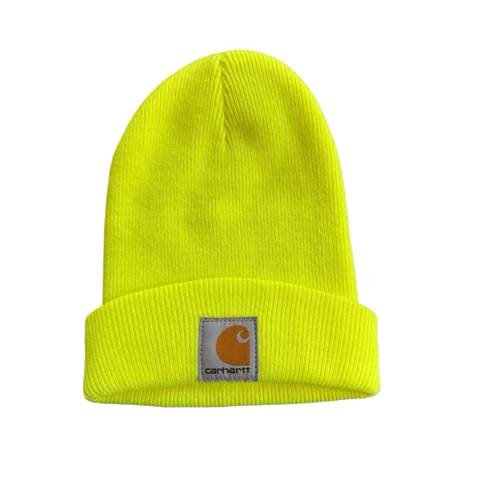 Carhartt Neon Yellow Beanie Infant Toddler Knit Hat Hi-Vis Winter Cap